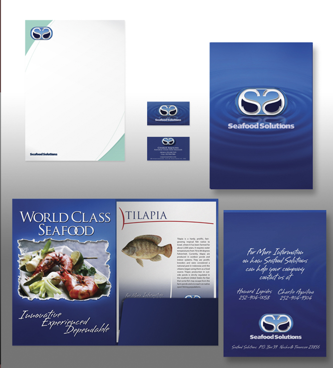 a collateral design example designed for seafood solutions by damon merten from daedalus creative design in loas angeles